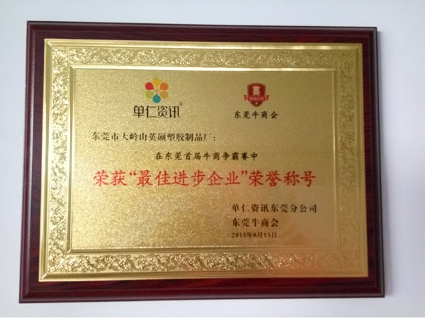 榮獲最佳進步企業榮譽稱號